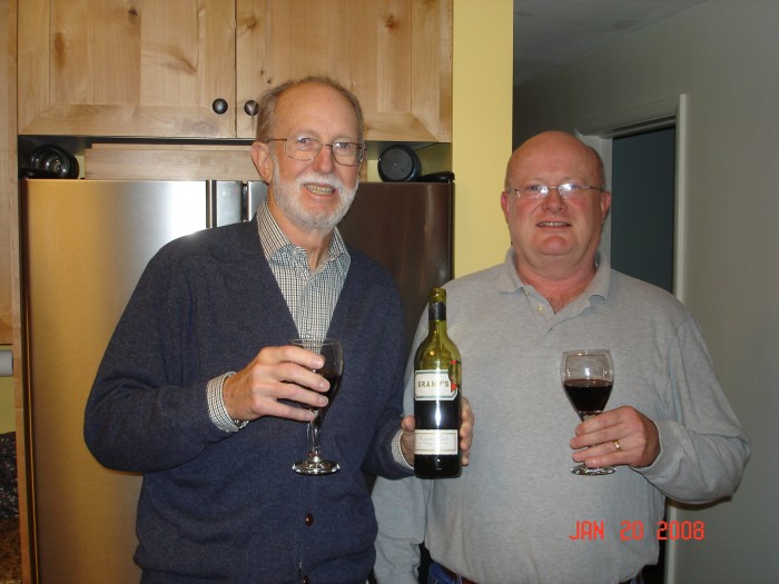 The proud Grandfathers, with a bottle of Gramps, 1989!  (South Australia!)