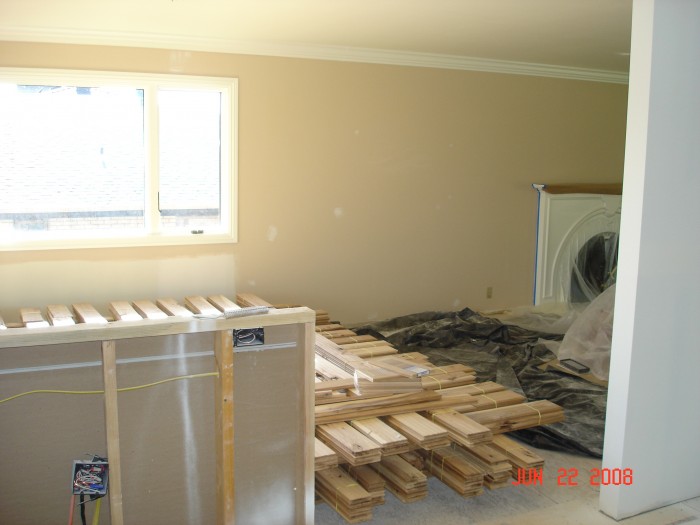 The living room and hall will be a light brown color.