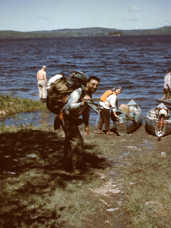 We carried canoe over first then the packs and motors (3.5 hsp).
